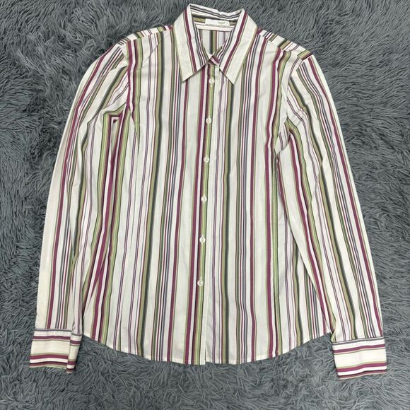 Liz Golf Striped Button Front Shirt Size 6 - Picture 1 of 8